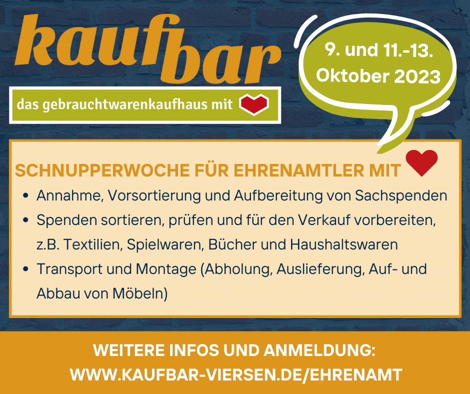 Schnupperwoche Ehrenamt 9. und 11.-13.10.23