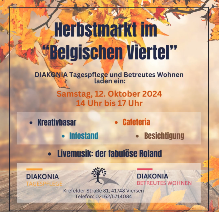 Herbstmarkt Diakonia Tagespflege im Belgischen Viertel am 12.10.24