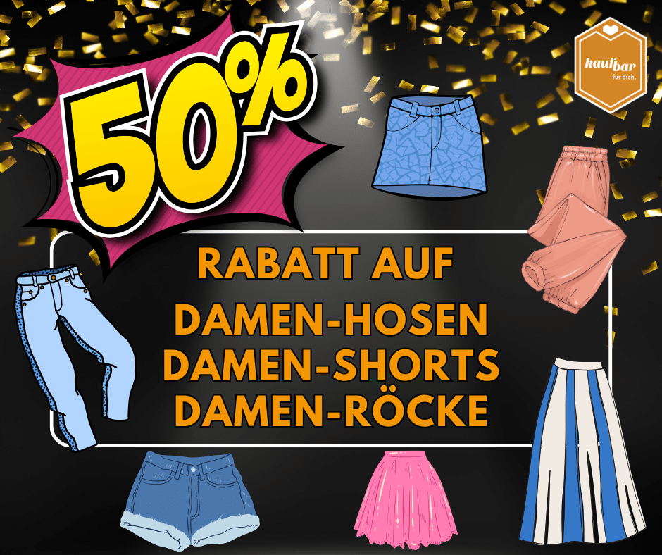 50% Rabatt auf Damen-Unterteile bis 19.7.