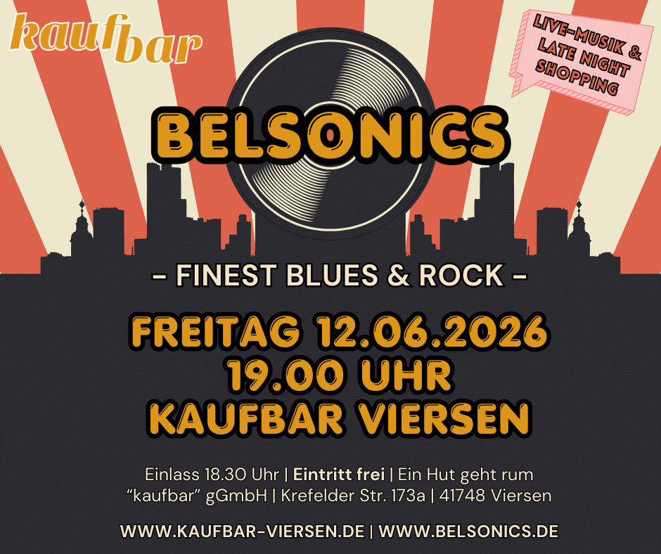 Blues-Rock-Konzert mit der Band Belsonics und Late-Night-Shopping am 12.06.2026 in der kaufbar